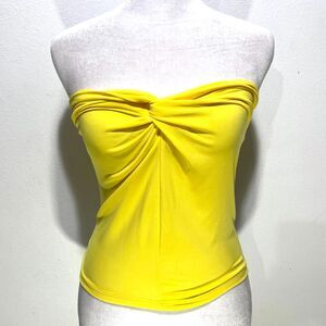 VYG 579 Y2K strapless top cami stretchy fairy spring summer yellow women MJr